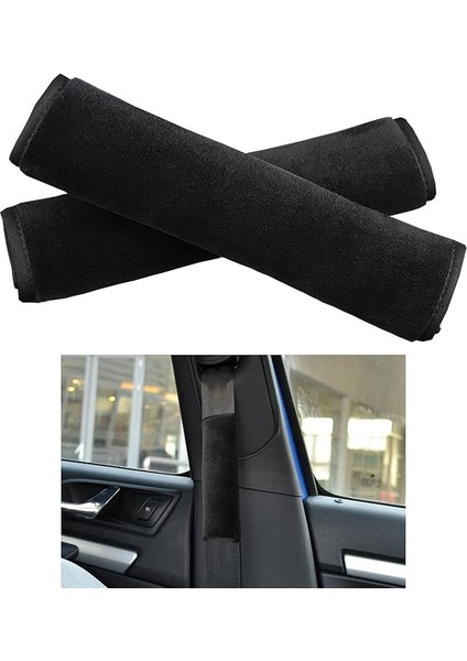 2 Parçalı Araç Emniyet Kemeri Koruyucu, Çıkarılabilir Emniyet Kemeri Koruyucu, Boyun/omuz Koruması, Yetişkinler ve Çocuklar Için (Siyah)