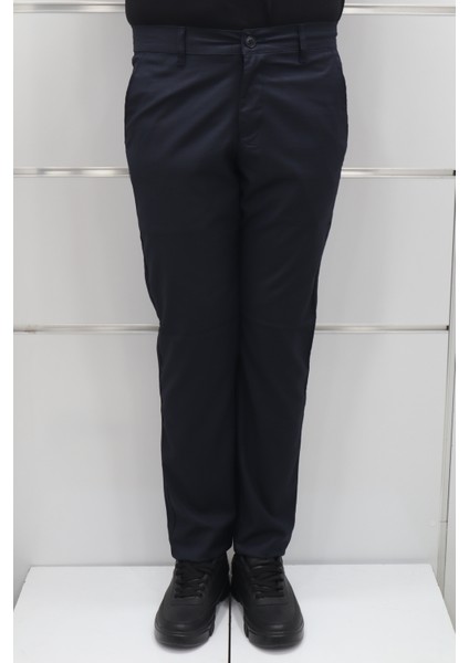 Fistan Store Erkek Lacivert Desenli Normal Bel Dar Kalıp Dar Paça Kumaş Pantolon