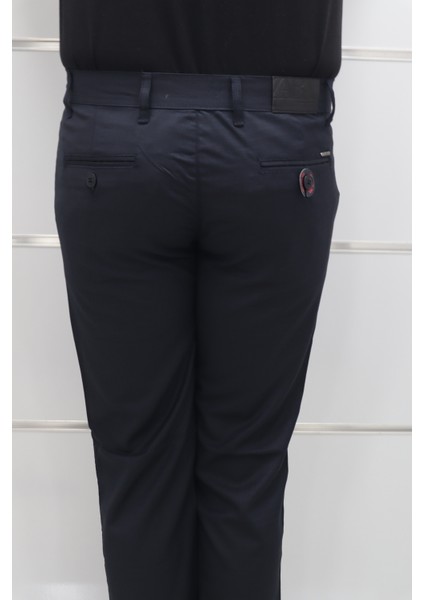 Fistan Store Erkek Lacivert Desenli Normal Bel Dar Kalıp Dar Paça Kumaş Pantolon indirimleri