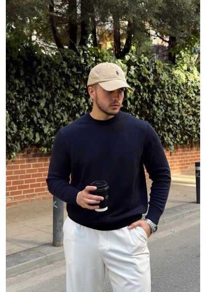 Acton Erkek %100 Organik Pamuk Bisiklet Yaka Triko Kazak