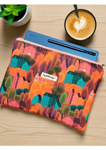 Sonbahar Ormanı Desenli iPad Tablet Çantası, 10-12 Inç Uyumlu