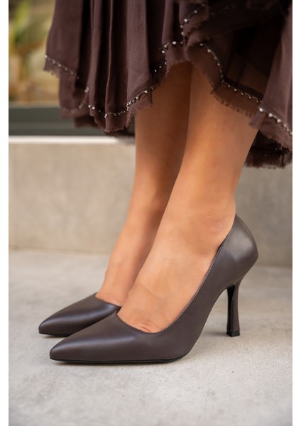 Relly Acı Kahve Deri Topuklu Ayakkabı modelleri