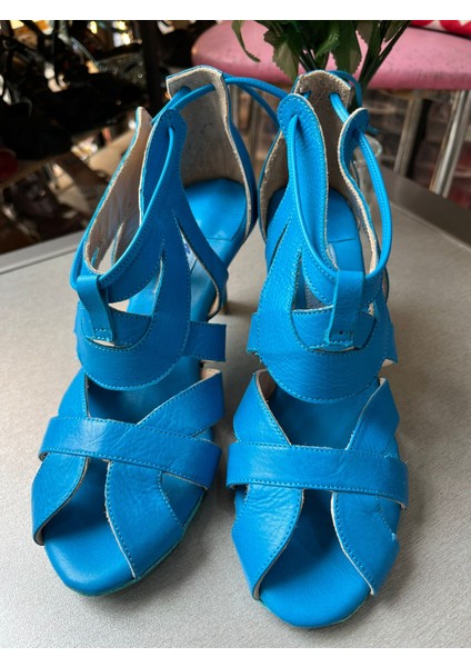 Ultramarin Mavisi Kadın Latin-Salsa-Bacata Dans ve Salon Boti 7 cm Kadeh Topuklu Güvenli ve