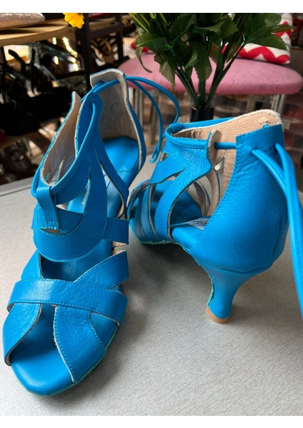 Ultramarin Mavisi Kadın Latin-Salsa-Bacata Dans ve Salon Boti 7 cm Kadeh Topuklu Güvenli ve fiyatları