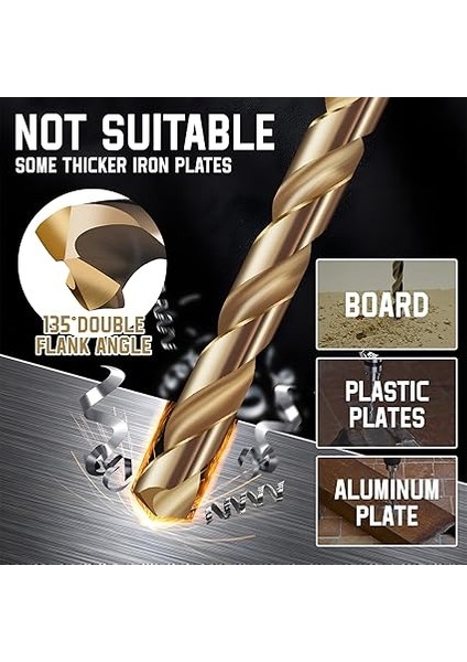 26 Parçalı Titanyum Matkap Seti, Altıgen Şaft, Hızlı Matkap Ucu, 1,5-6,5 mm Yüksek Hızlı Çelik, Titanyum Kaplamalı Hss Matkap Seti, Hızlı Değiştirme, 1/4" Altıgen Şaft fırsatları