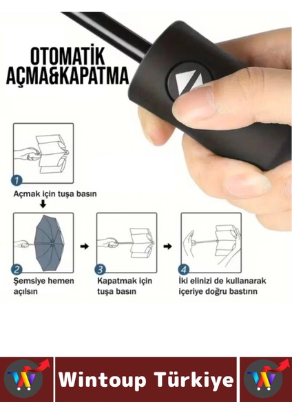 Kompakt Çanta Boy Seyahat Tipi Dayanıklı Otomatik Açma Kapama Güçlendirilmiş 8 Telli Kılıflı Şemsiye fırsatları