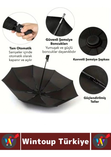 Kompakt Çanta Boy Seyahat Tipi Dayanıklı Otomatik Açma Kapama Güçlendirilmiş 8 Telli Kılıflı Şemsiye indirimleri