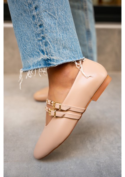 Pari Nude Deri Gold Tokalı Babet fırsatları