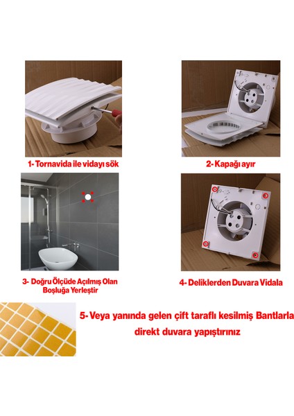 Süper Sessiz 12 W Kapaklı Düz Banyo Wc Aspiratör Fanı 100 mm Duvar Tipi Tuvalet Hava Havalandırma modelleri