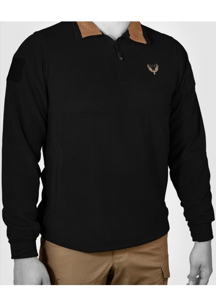 Balıkçı Yaka Petek Polar Yalım Siyah