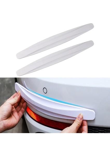 2 Adet Beyaz Universal Karbon Araba Çarpışma Önleyici Esnek Tampon Koruyucu Şerit fiyatları