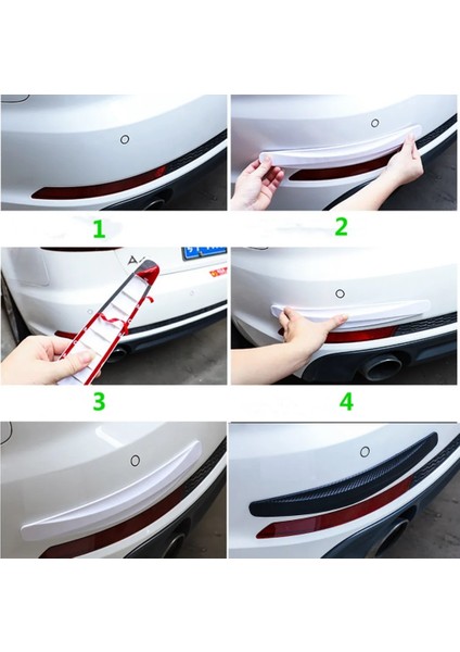 2 Adet Beyaz Universal Karbon Araba Çarpışma Önleyici Esnek Tampon Koruyucu Şerit indirimleri