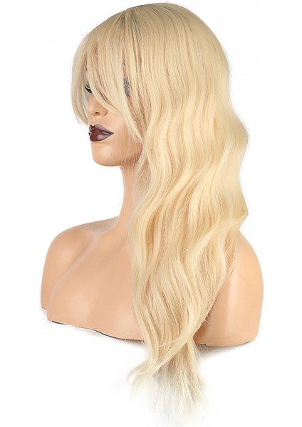 Dalgalı Perçemli Fiber Sentetik Orta Boy Peruk - Platin fırsatları