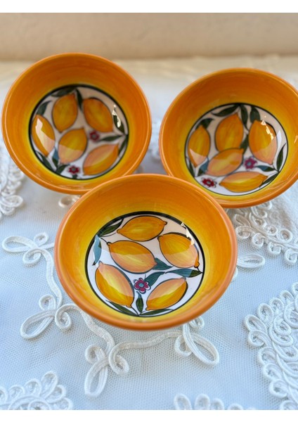 El Yapımı 13 cm 3 Adet Seramik Çerezlik Sosluk Çorba Kasesi modelleri