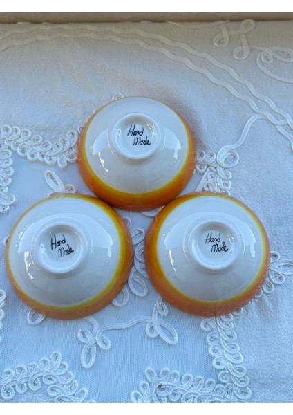 El Yapımı 13 cm 3 Adet Seramik Çerezlik Sosluk Çorba Kasesi fırsatları