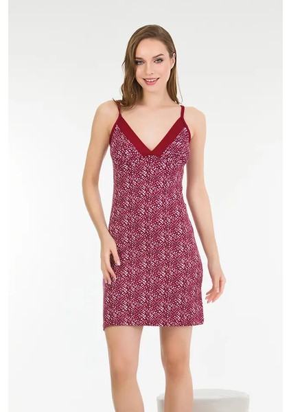 Lady Bordo Bayan Penye Gecelik