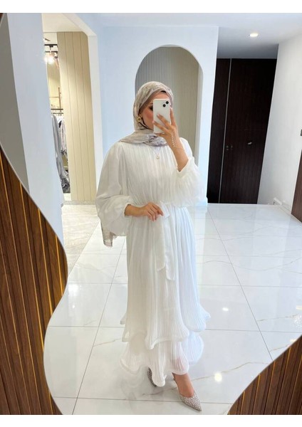 Zarif Katmanlı Kemerli Detaylı Şık Elbise ELB16074 modelleri