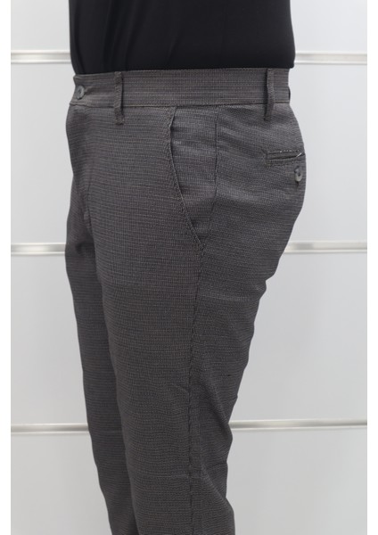 Fistan Store Erkek Desenli Normal Bel Dar Kalıp Dar Paça Kumaş Pantolon modelleri