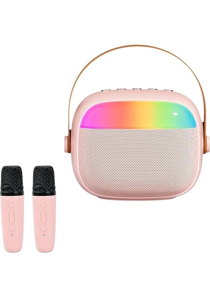 Makinesi, 2 Karaoke Mikrofonlu, Mini Karaoke Makinesi, LED Işıklı, Taşınabilir Kablosuz Bluetooth Hoparlör, Aile Doğum Günü Kutlaması Için Bluetooth Müzik Hoparlörü