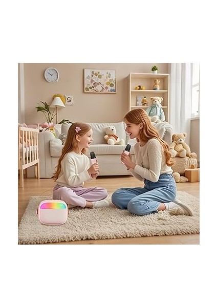Makinesi, 2 Karaoke Mikrofonlu, Mini Karaoke Makinesi, LED Işıklı, Taşınabilir Kablosuz Bluetooth Hoparlör, Aile Doğum Günü Kutlaması Için Bluetooth Müzik Hoparlörü indirimleri