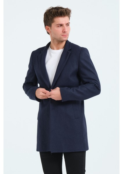Erkek Dar Kalıp Slim Fit Lacivert Kaşe Kaban, Mont modelleri