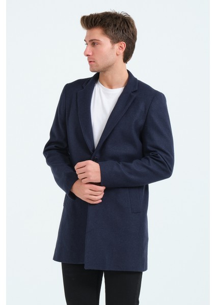 Erkek Dar Kalıp Slim Fit Lacivert Kaşe Kaban, Mont indirimleri