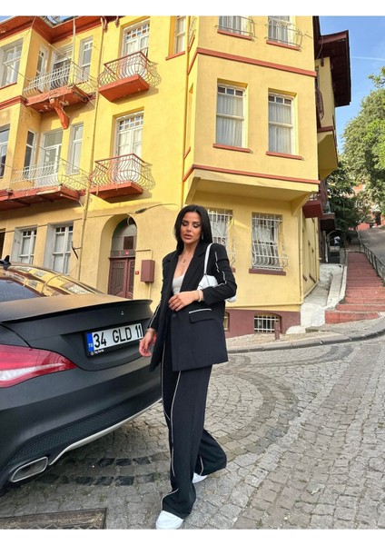 Kadın Çizgi Biyeli Blazer Ceket Pantolon Takım Elbise fırsatları