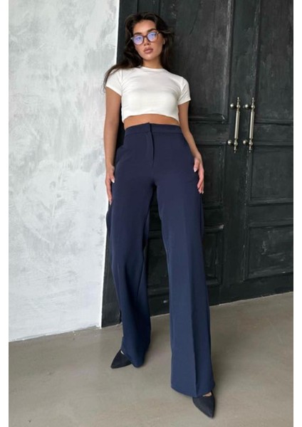 Lacivert Yüksek Bel Kumaş Pantolon MG2284 modelleri