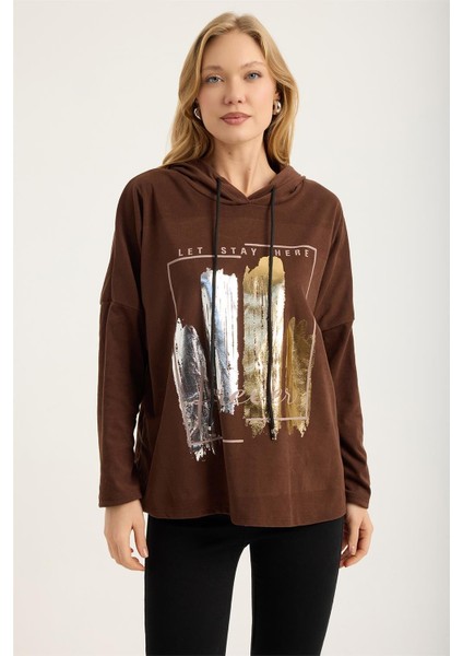 Yaldızlı Pano Desenli Sweat