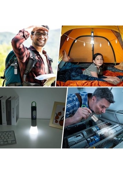 Gövdeli 10W LED El | 1000 Lümen, Difüzörlü, USB Type-C Şarjlı, 4 Mod, Zoom Özellikli, Askılı, Masaüstü & Kamp Lambası | Taşınabilir ve Dayanıklı modelleri