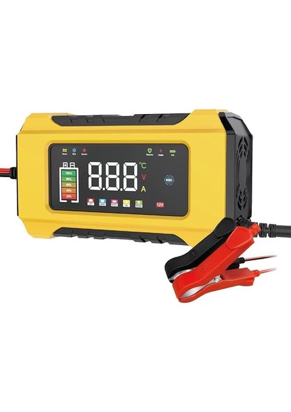 Desülfatör Akü Şarj Cihazı Göstergeli Jel Asitli Sulu Kuru Tip Akülere Uygun Battery Charger (Takviye Özelliği Yoktur) (Ds-Yellow)