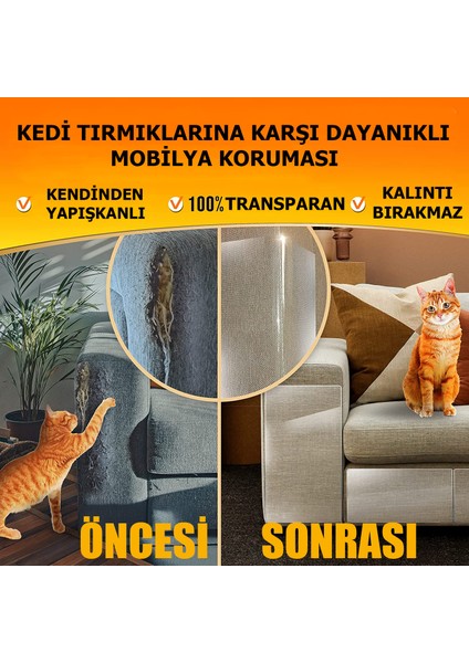 Kedi Koltuk Tırmalama Mobilya Tırmalama Önleyici Bandı Şeffaf Yapışkanlı 22x50 Cm modelleri