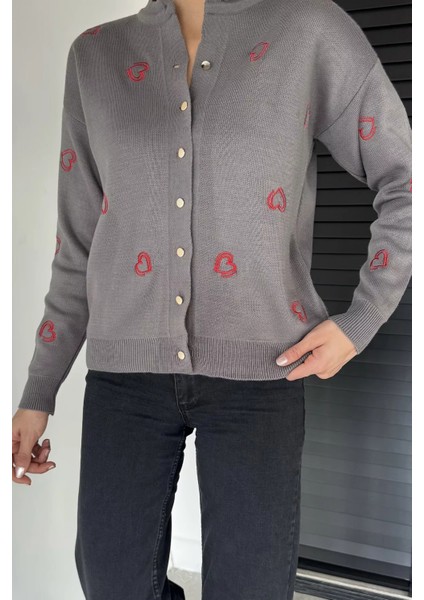 Kalp Nakışlı Kadın Triko Hırka (S-M-L Uyumludur) P-00018884 modelleri