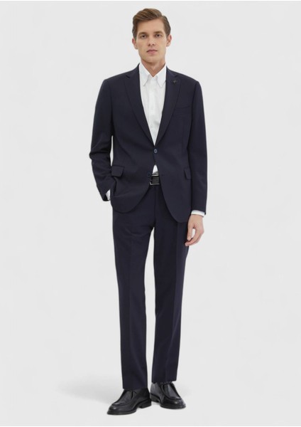 Lacivert Düz Regular Fit %100 Yün Takım Elbise fiyatları