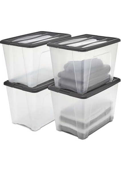 Ohyama, Saklama Kutuları, Saklama Kutusu Çok Fonksiyonlu, 4&apos;lü Set Plastik Kutu 60 L, Kapak, Ergonomik Sap, Çatı Katı, Oda, Oturma Odası - New Top Box Ntb-60 - Siyah modelleri