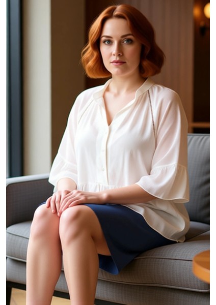 Kadın Plus Size V Yaka Kısa Kol Dokuma Peplum Gömlek Konforlu ve Zarif Seçim Kaliteli Şık Rahat fırsatları