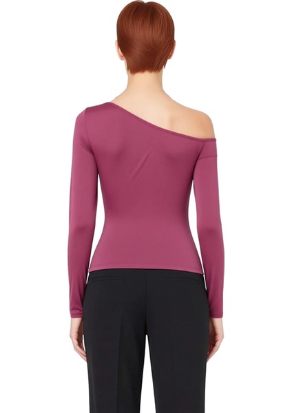 Kadınlar Için Asimetrik Yaka Uzun Kollu Aksesuar Detaylı Örme Bluz Kaliteli Şık Rahat Modern fiyatları