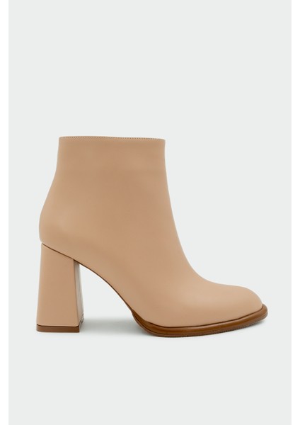 Tobin Nude Deri Fermuarlı Kadın Bot