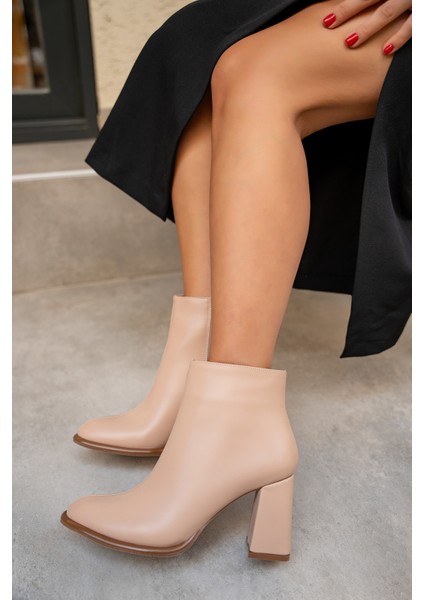 Tobin Nude Deri Fermuarlı Kadın Bot fiyatları