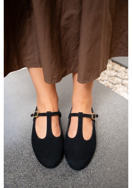 Judi Siyah Süet Şerit Detaylı Babet fiyatları