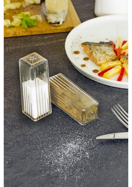 Vessora Akrilik Tuzluk & Biberlik – Şeffaf Dikdörtgen Tasarım 10 cm fiyatları