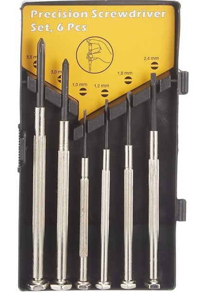 W 2251, Saatçi Tornavida Seti 6 Parça, Gri, Siyah