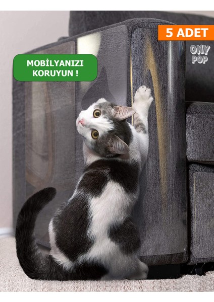 Onypop Kedi Koltuk Tırmalama Koruyucu Şeffaf Yapışkanlı Mobilya Tırmalama Önleyici Koruma Bandı Folyosu 22X50 cm