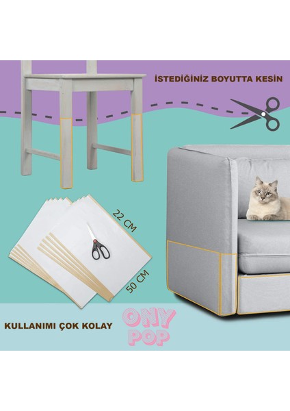 Onypop Kedi Koltuk Tırmalama Koruyucu Şeffaf Yapışkanlı Mobilya Tırmalama Önleyici Koruma Bandı Folyosu 22X50 cm