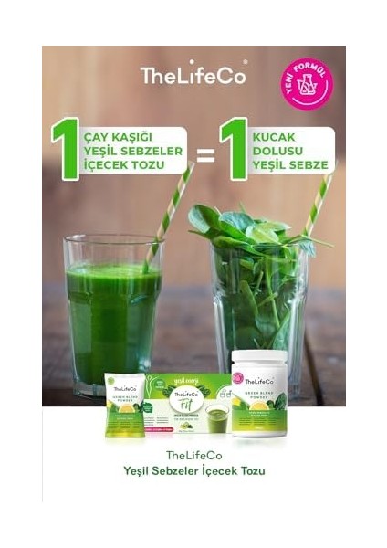 Thelifeco Green Blen - Yeşil Sebzeler Içecek Tozu 120 gr