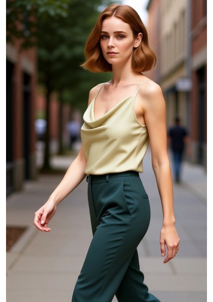 Moda Degaje Yaka Dokuma Regular Düz Desen Casual Günlük Regular Askılı Kol Bluz fırsatları