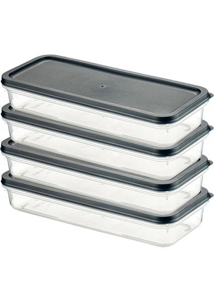 4 Adet Buzdolabı Organizeri – Pp Plastik Şeffaf ve Ayarlanabilir Saklama Kabı, Gıdaları Taze Tutan Fresh Box, Çok Amaçlı,mikrodalga ve Bulaşık Makinesi Uyumlu (Gri, 1200 Ml)