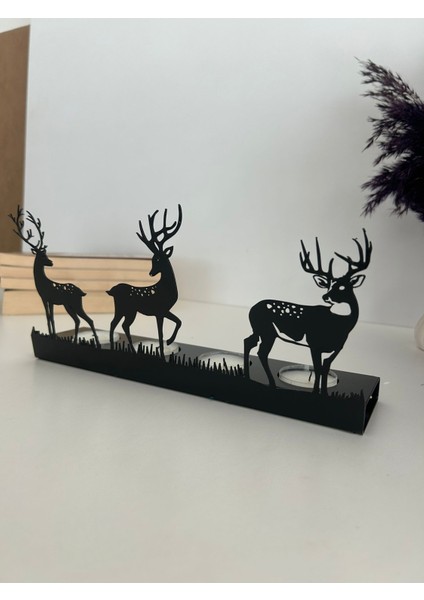 Zarif Geyik Temalı Dekoratif Metal Mumluk modelleri