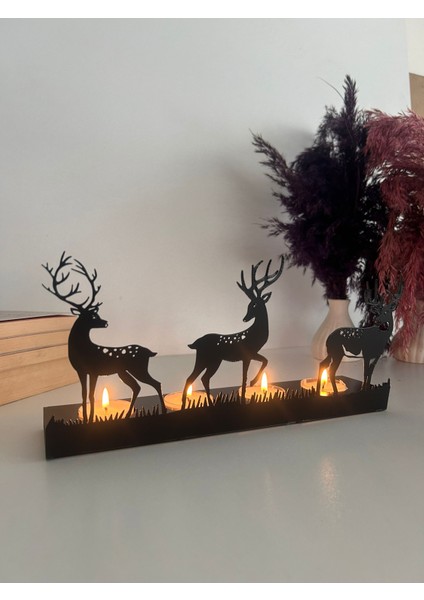 Zarif Geyik Temalı Dekoratif Metal Mumluk fırsatları