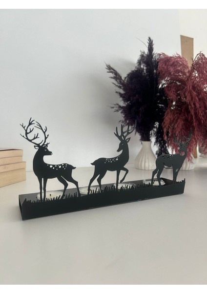 Zarif Geyik Temalı Dekoratif Metal Mumluk indirimleri